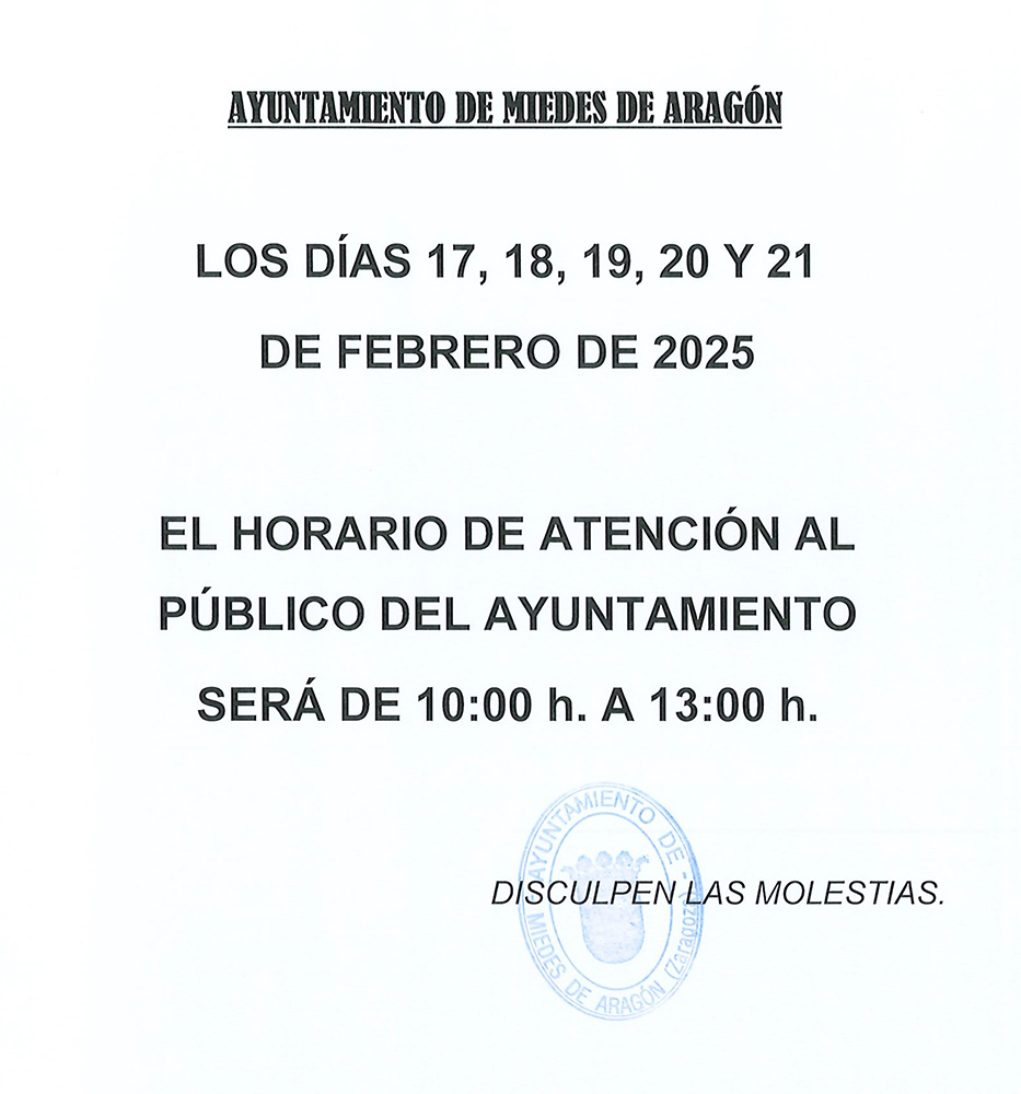 horario de atención al público del Ayuntamiento