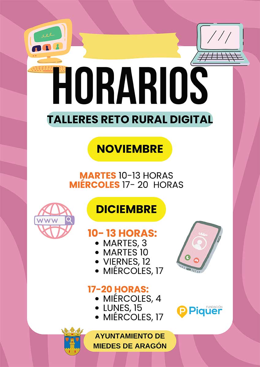 Horarios CURSOS RETO RURAL DIGITAL